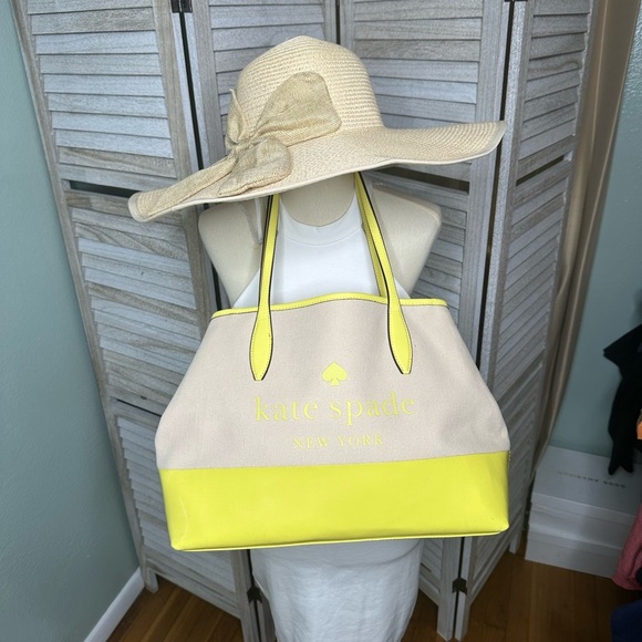 Kate Spade Yellow and Tan Canvas Tote - Picture 2 of 6